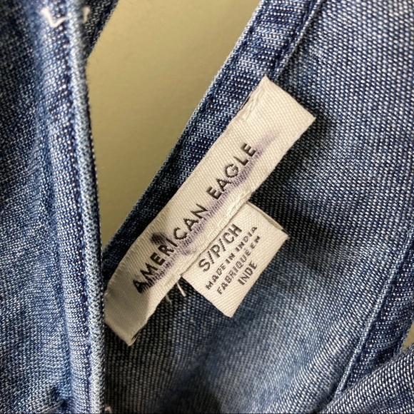 3/$30 American Eagle | Dark Chambray Blue Romper w/Pockets S - Picture 4 of 7